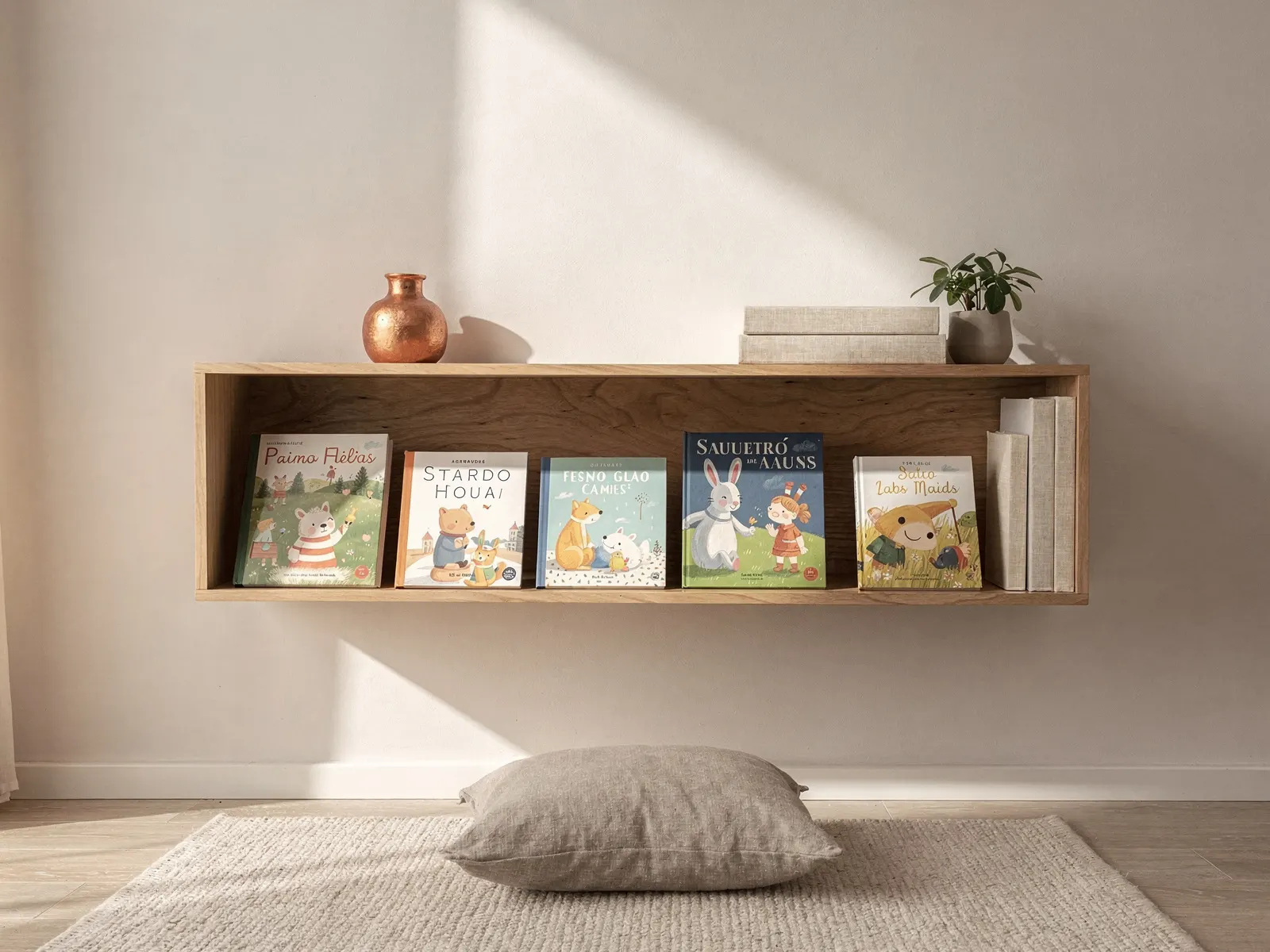 Livreiro frontal Montessori instalado no ambiente