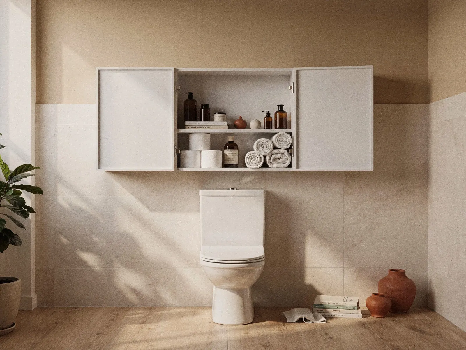 Nicho sobre o vaso sanitário instalado no ambiente