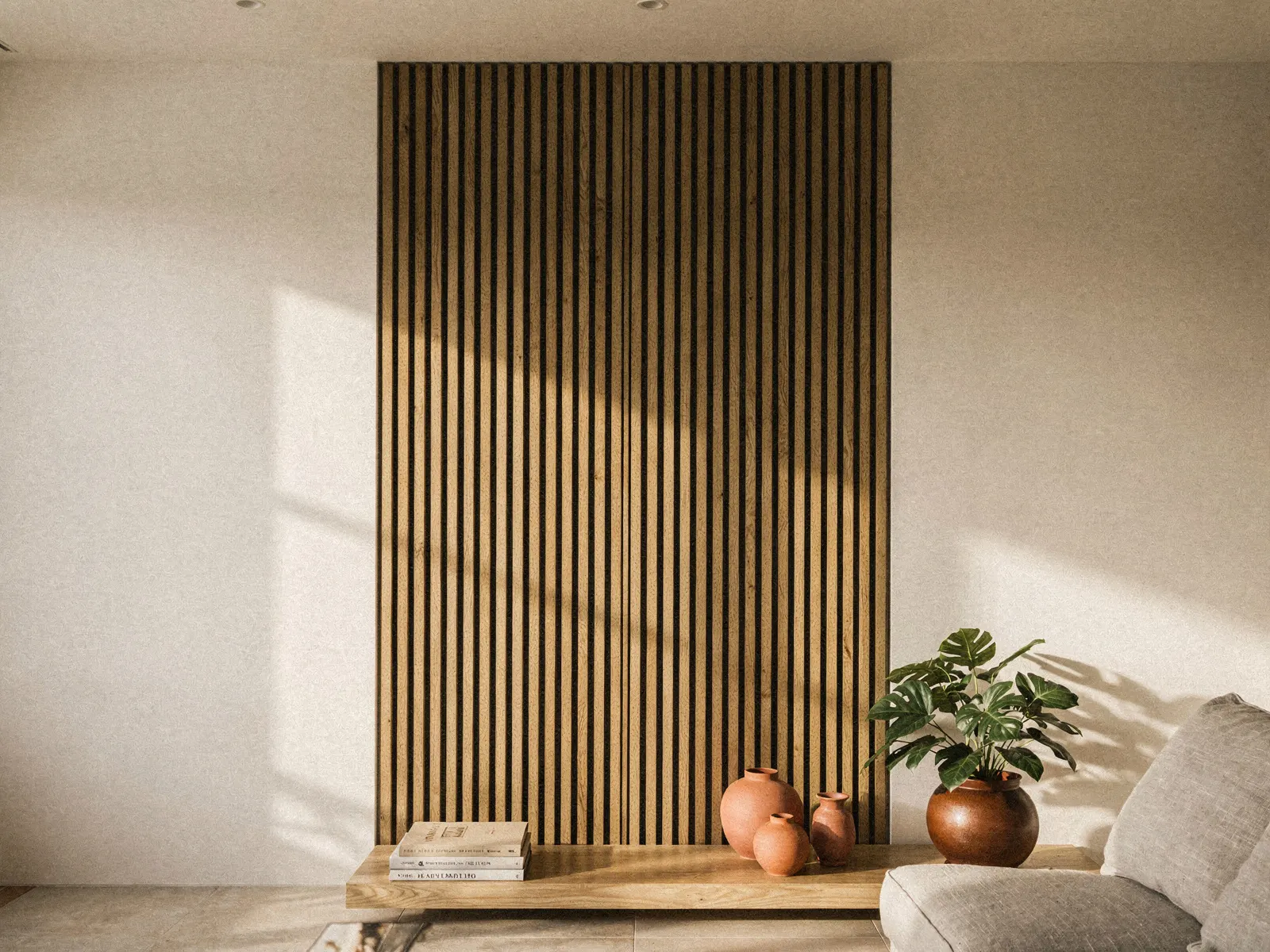 Painel ripado instalado no ambiente